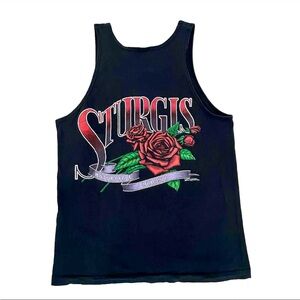 Vintage Sturgis Biker Black Tank Top Roses Size S/M? VTG